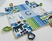 Baby Boy Personalized Lovey with Hand Embroidery and  Knotties by Dolce Dreams