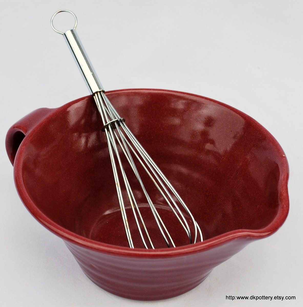 Burgundy Ceramic Mixing or Batter Bowl