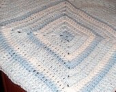 Light Blues and White Newborn Blanket 33 inches square