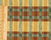 South Sea Imports Cotton Fabric / County Life / Brown, Gold and Green Design