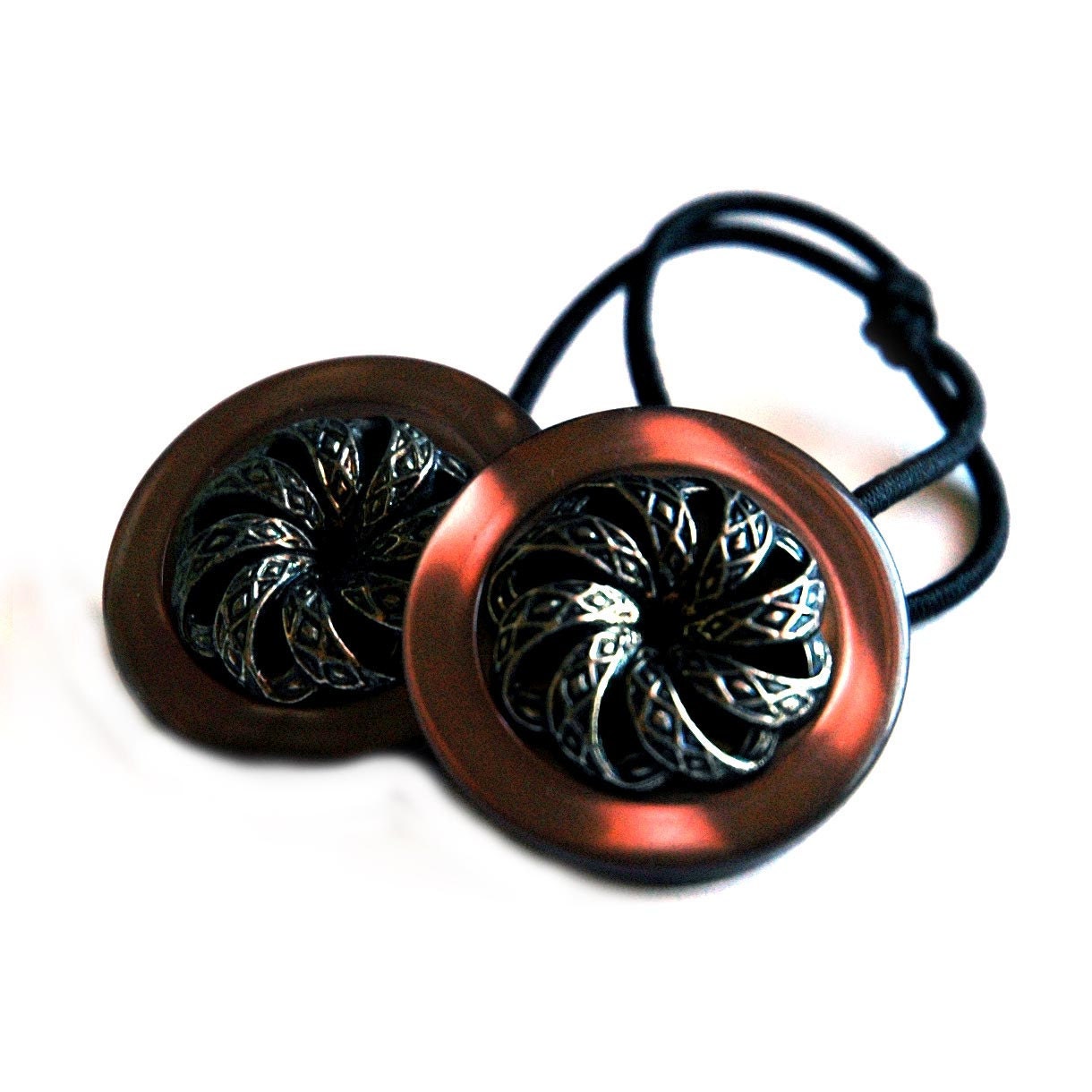 Hair Accessory - Ponytail Holder Vintage Buttons