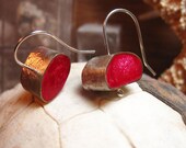 Polymer, Brass and Sterling Silver Earrings... Dancing Red