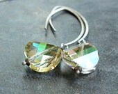 Swarovski Earrings -    Oxidized Silver,    Light Green,  Swarovski Jewelry,  Sparkle,   Crystal Earrings