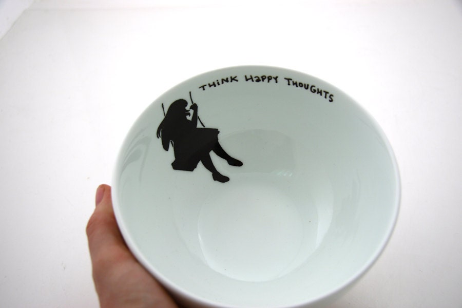 SALE Happy Thoughts Bowl great Get Well Soon or Encouragement