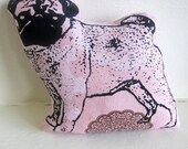 Pug Plush Pillow Ornament Decoration Pink Doily  Linen