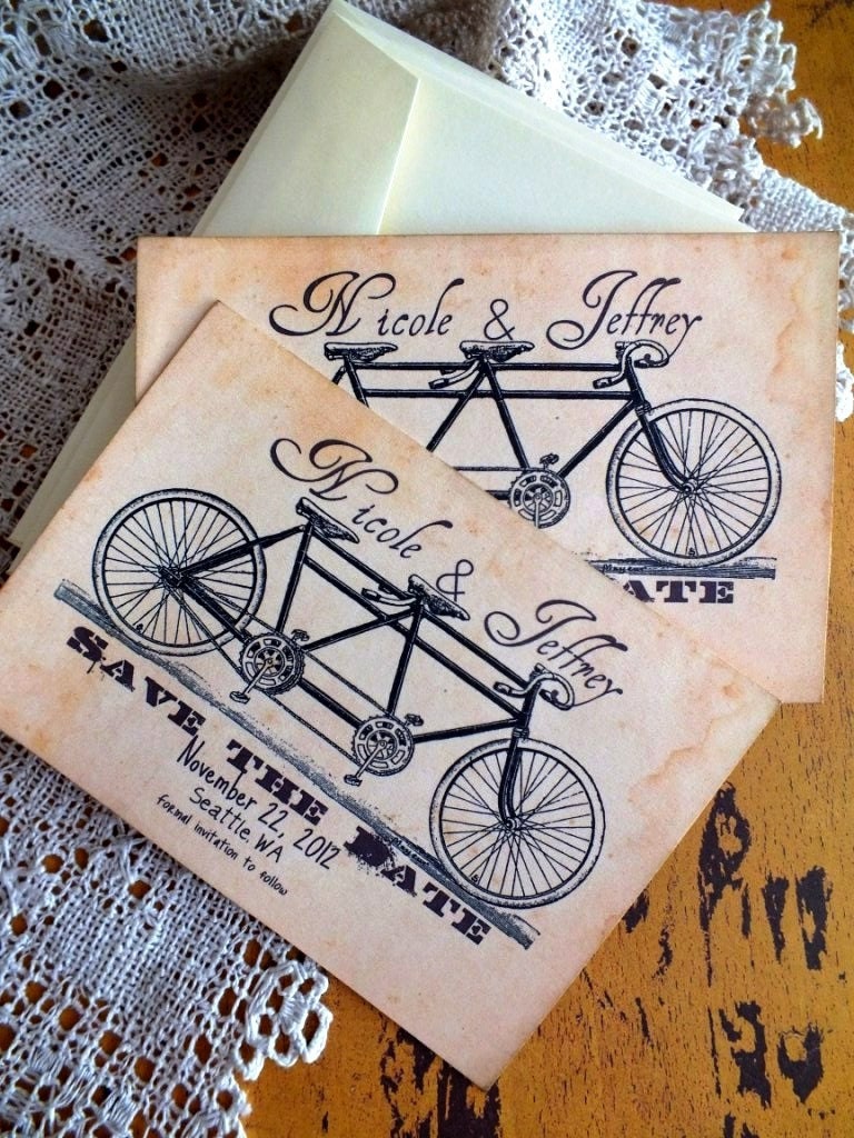 Wedding Save the Date Vintage Bicycle Postcards Handmade by avintageobsession on etsy