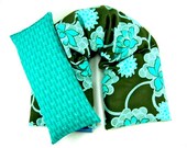 Neck Shoulder Wrap Eye Pillow Set  Hot Cold Packs Organic Flaxseed Rice  Lavender Scented Clematis Forest