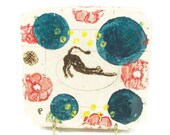 CAT Square Plate - Handmade Ceramic - Ready to Ship Today -  Mishima Style