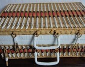 Vintage Picnic Basket in Red and White