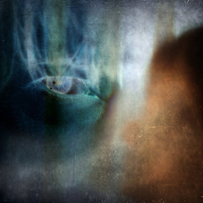 Surreal Photograph, Dark Art Photo, Evil Eye, blue, purple, 8x8 Photography Print