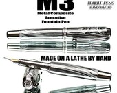 20% ALL PENS On SALE Now Pen - Fountain Pen M3 Metal  Black and White  Showcase grade writing pen Mokume metal fountain pen Desk pen handcr