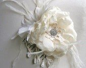 Bridal Fascinator, Headpiece, Ivory Fascinator, Bridal Hair Flower, Ivory, Champagne, Wedding, Bridal, Hair Accessories