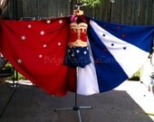 Pageant RWB Wonder Woman Justice League OOC Patriotic 4 july american wear Glitz Custom 12m up 10 yr
