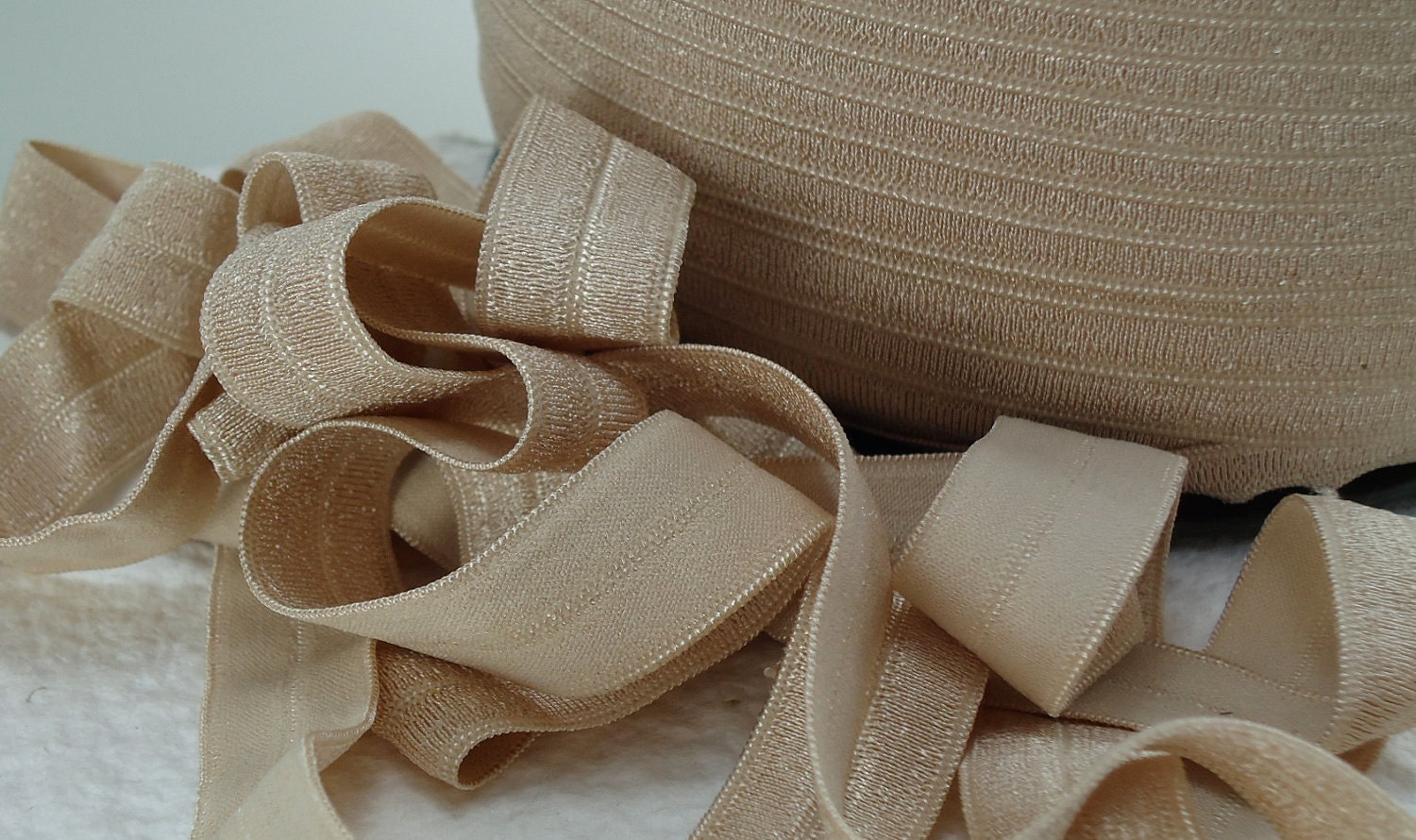 5yds Elastic Fold Over HeadBands Ponytail 5/8 inch 15mm FOE Brown Stretch Trim