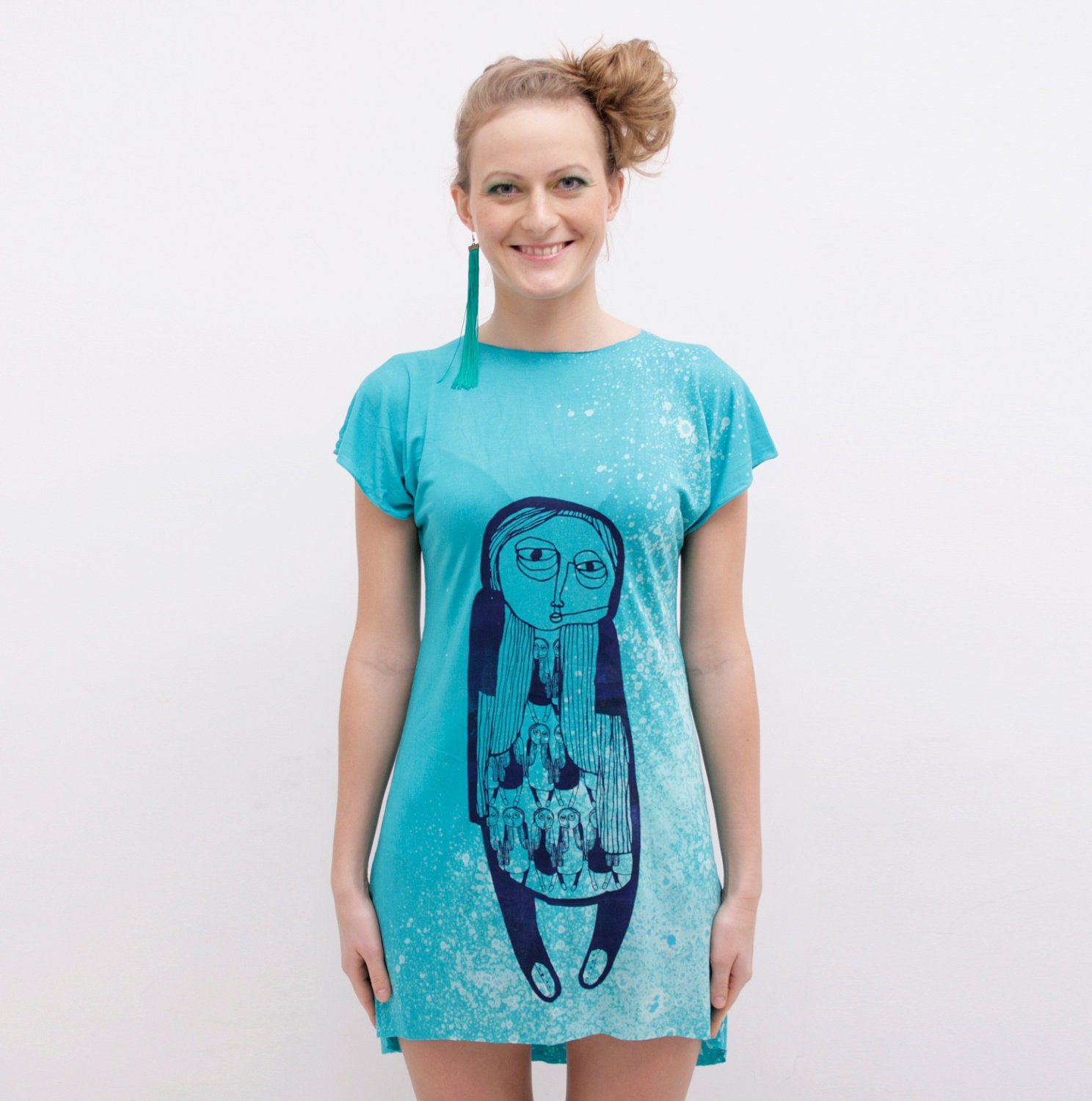 Turquoise sky- summer dress - ZIBtextile