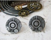 20% off EVERYTHING Steampunk cufflinks wedding antique silver clockwork design gears wheels hands industrical mechanical watch parts