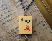 20% off EVERYTHING 50 Percent OFF Sale Antique Asian Steampunk Necklace Bakelite VINTAGE game piece mah jong tile mah jong tile board game