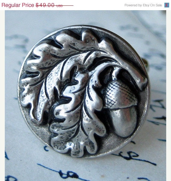 20% off EVERYTHING Antiqued SILVER cufflinks Acorns FALL Leaves unisex cuff links autumn weddings