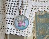 20% off EVERYTHING Mothers Day Necklace Chic Crowns Shabby Roses silver bezel glass domes