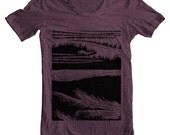 Vintage WAVES Men's Women's Unisex T shirt  American Apparel tshirt tee Heather Plum (9 COLORS) Sizes xs, s, m, l, xl - (gct) (ns)