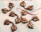 Tiny Double Leaf Charm, Antique Pewter 6 Pc. K11