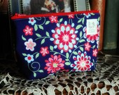 small cotton pouch with waterproof lining - great for makeup or coins