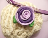 Purple Rose Necklace handmade flower jewelry polymer clay