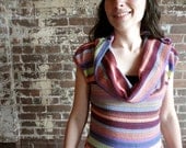 Womens Colorful Striped Cowl Dress in Medium. One of a kind // by Nicoles Threads