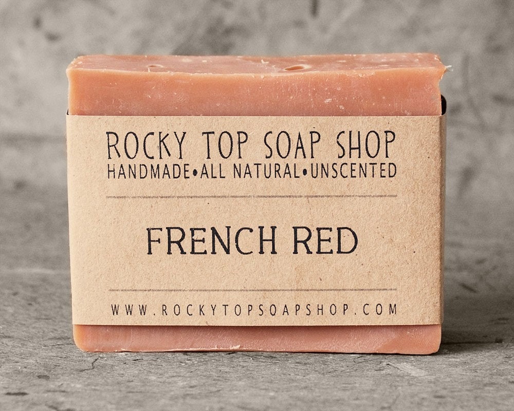 French Red Clay Soap - All Natural Soap, Handmade Soap, Fragrance Free Soap, Vegan Soap