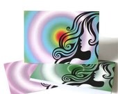 Psychedelic Retro Cards, Blank Notecards, Pack of 3