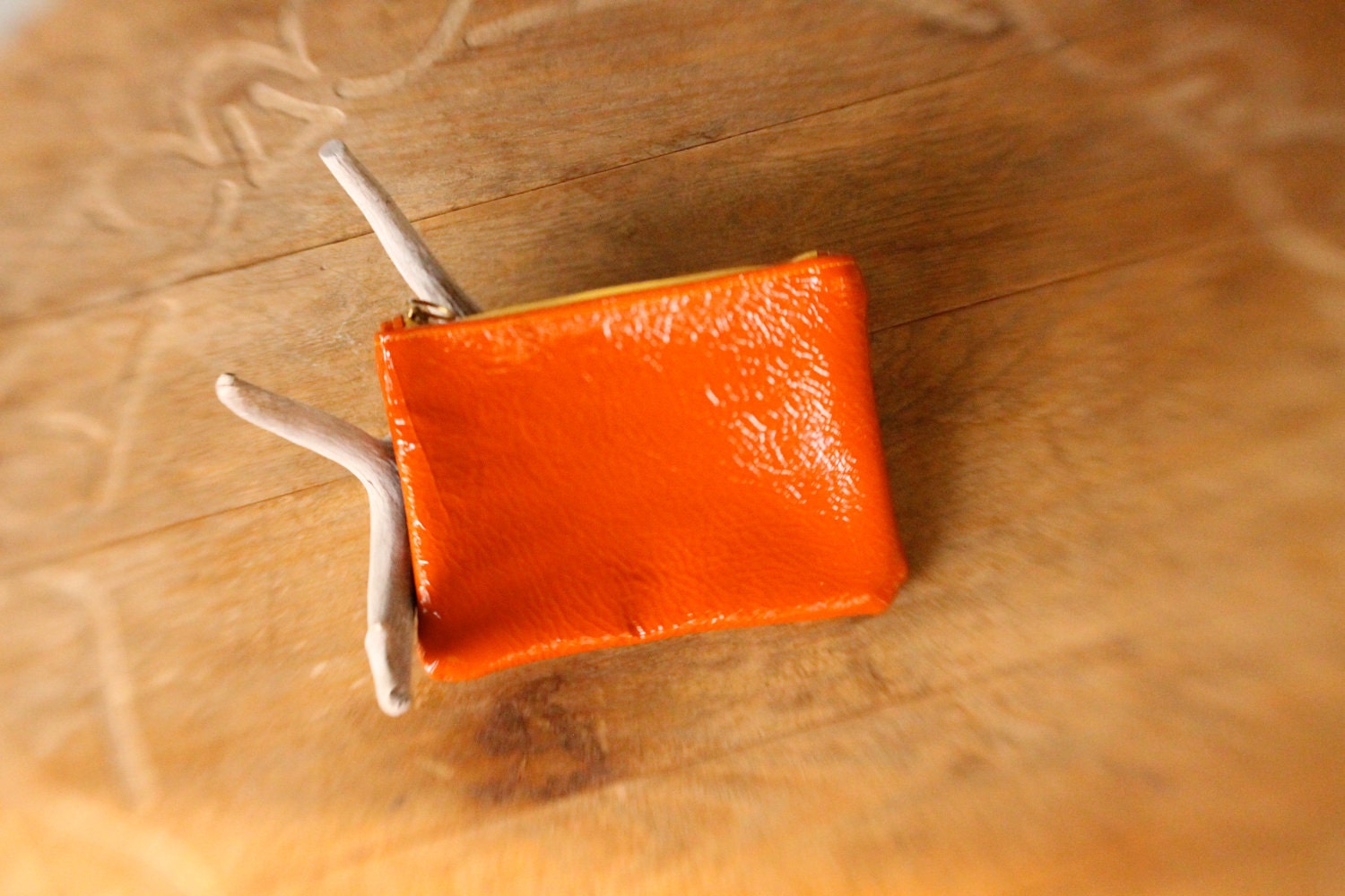 Orange Patent Leather Pouch