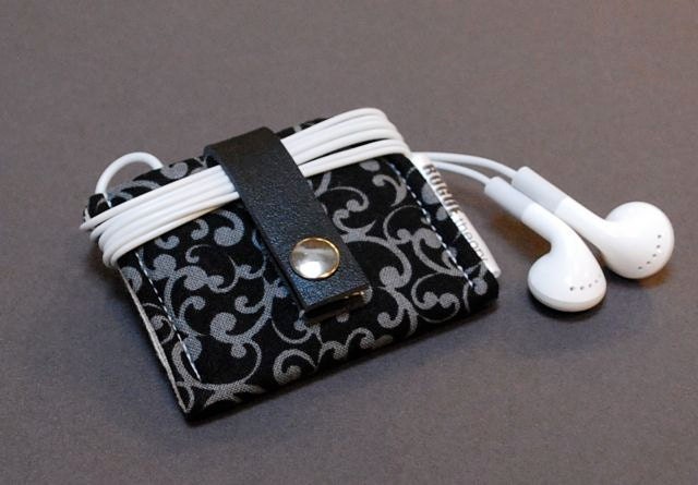 iPod Nano Case  with Leather Strap / iPod Nano 6th Generation Case / iPod Shuffle Case / iPod Nano Cover - Swirl Black Gray