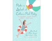 Pool Party Invitation -  Printable and Personalized for a Girl