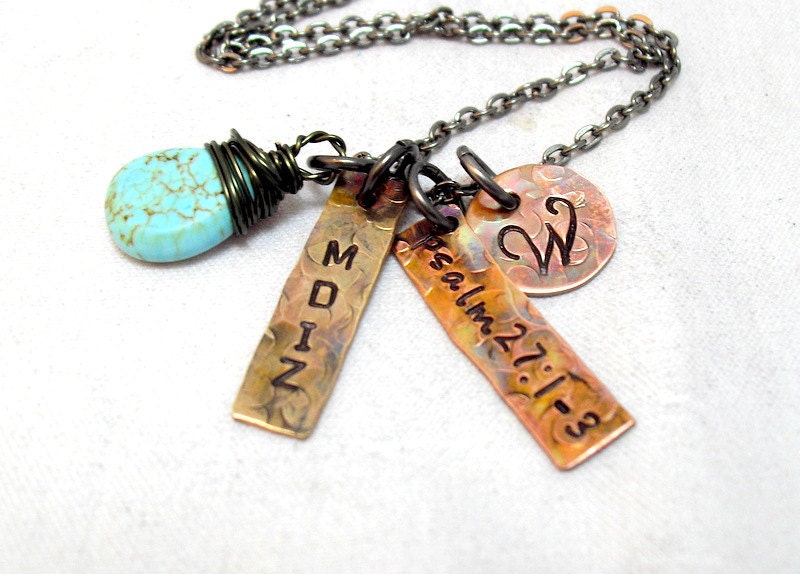 Two Tags Personalize Multi Shape and Size Hand Stamped Disc Mommy Necklace