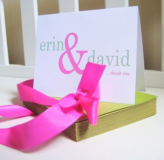 Personalized Wedding Thank You Cards--Set of 10