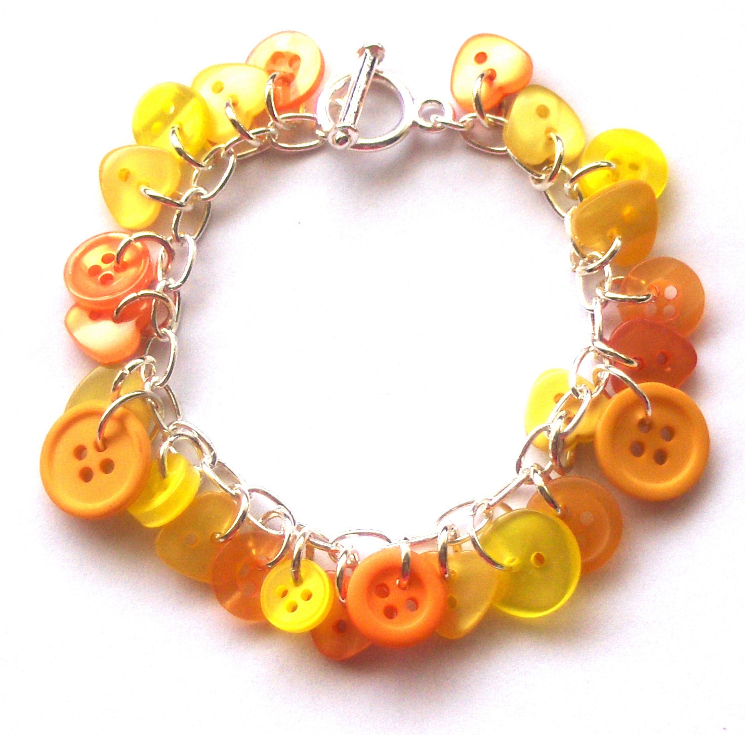 Button Bracelet, Yellow and Orange - beadingshaz