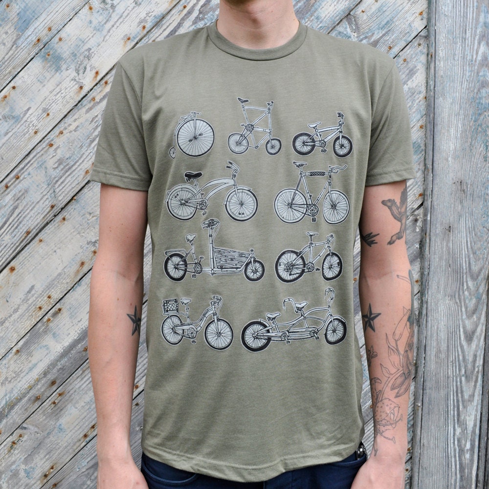 Any Bike Will Do / Screenprinted Tee in Sage Green