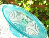 Full Size Cake Stand Hand Painted in Beautiful Aqua