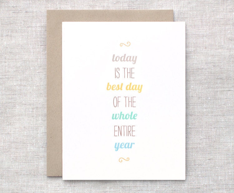Birthday Card - For Him, For Her - Happy Birthday Card, Eco Friendly Card - Best Day, Brown, Gold, Blue, Green