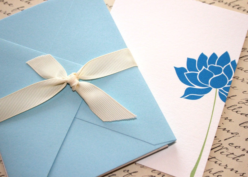 Water Lily Notecards- Set of 6 w/envelopes -stationery, cards, gifts, set