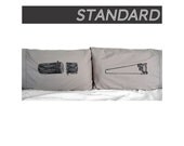 Sawing Logs pillowcase set. tan cotton. screenprint.