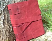 Leather Journal or Sketchbook - red suede