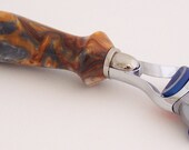 Copper and Silver Swirl Acrylic Fusion Razor Shaving Handle (Handmade in USA)