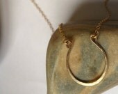 Gold Horseshoe Necklace-Handmade Hammered Jewelry