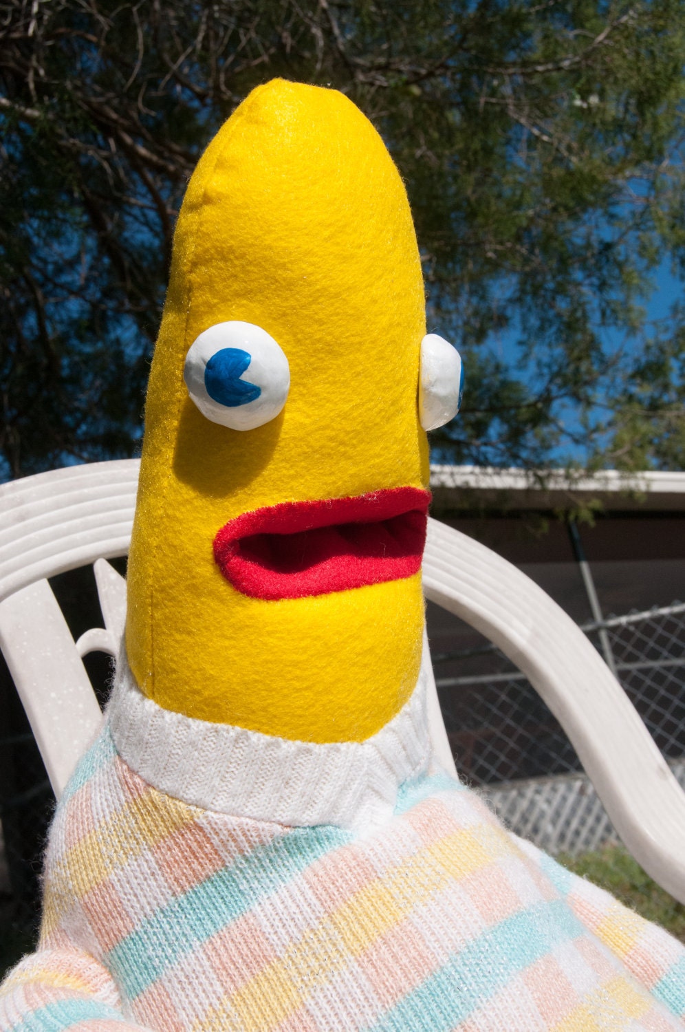 Banana Man monster in an easter outfit