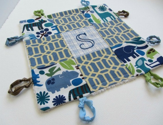 Baby Boy Lovey Blanket with Custom Hand Embroidery by Dolce Dreams