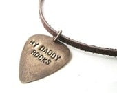 My Daddy Rocks mens necklace - Fathers Day Gift mens gift - guitar pick necklace - WyomingCreative