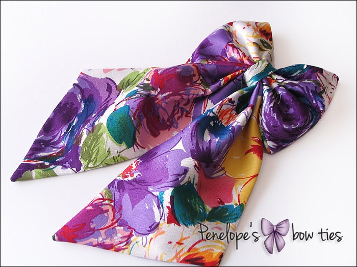 Colorful Bow Tie for Her made from Flower Pattern Fabric - Penelopesbowties