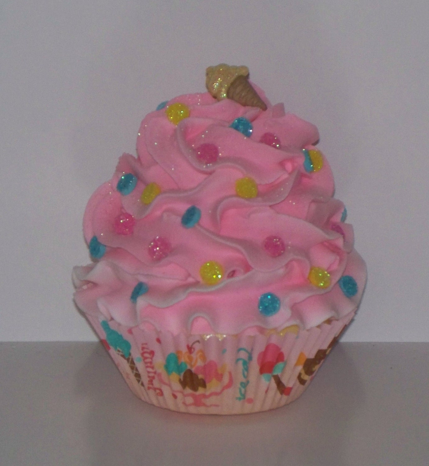 Confetti Fake Cupcake, Faux Cupcakes Photo Props, Summer Kitchen Cupcake Theme Decor, Unique Display