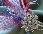 Hair bridal accessories,Crystal Brooch Fascinator , Bridal Party Headpiece,Fascinator, Purple, red fascinator